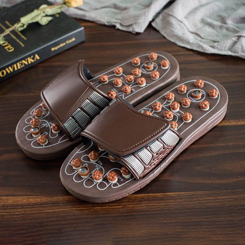 Cross-Border Slippers for Men and Women Rotating Tai Chi Massage Indoor Non-Slip Massage Slippers Foot Acupoint Spiked Foot Massage Shoes for Men