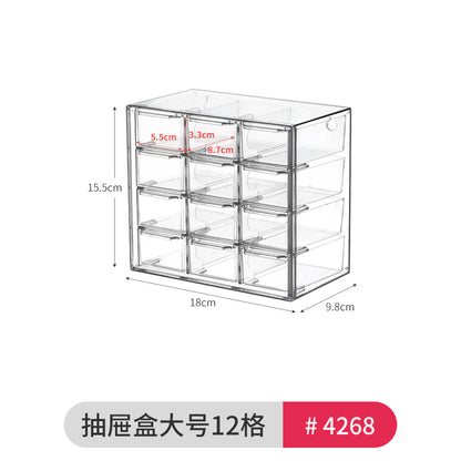 Mirror Cabinet Cosmetic Storage Box Transparent Dormitory Hand-held Display Shelf Stackable Office Desktop Document Fit Rack