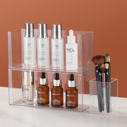 Mirror Cabinet Cosmetic Storage Box Transparent Dormitory Hand-held Display Shelf Stackable Office Desktop Document Fit Rack