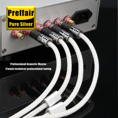 Pair Pure Silver RCA Signal Cable 16 Cores RCA Cables Analog Interconnects RCA Audio Cable