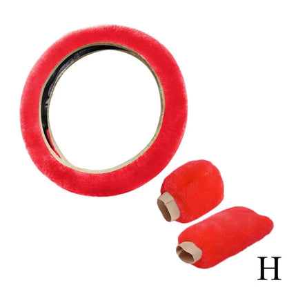 Universal Soft Warm Car Steering Wheel Cover Gearshift Handbrake Cover Plush Thick Protector Car Interior Decoration