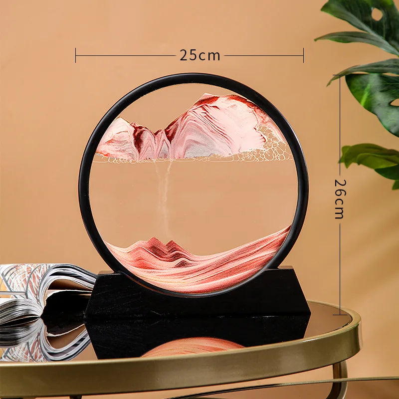 12 Inch 3D Moving Sand Art Picture Round Glass Ocean Sandscape