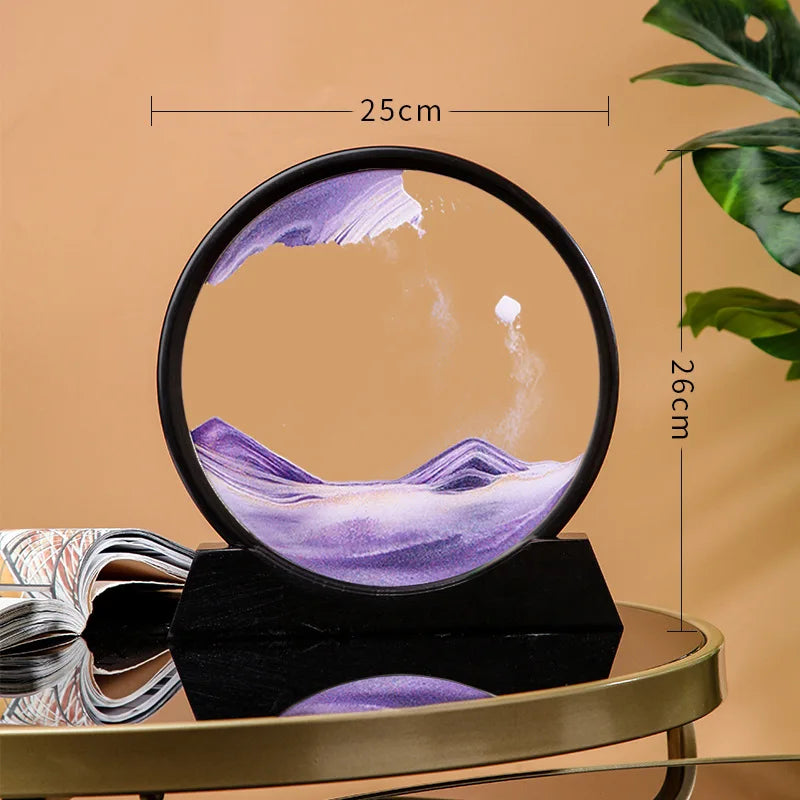 12 Inch 3D Moving Sand Art Picture Round Glass Ocean Sandscape