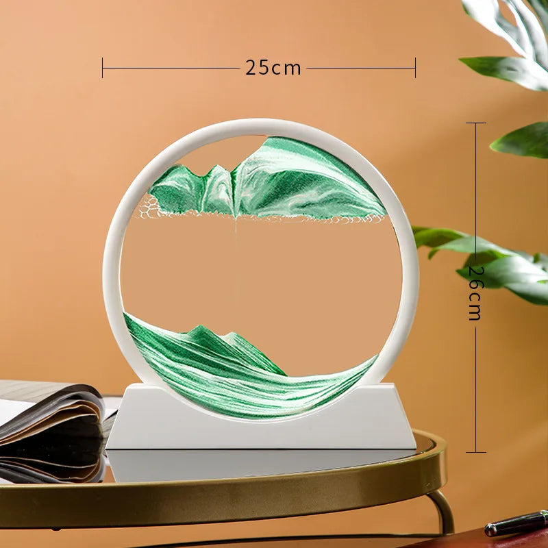 12 Inch 3D Moving Sand Art Picture Round Glass Ocean Sandscape