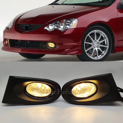Car Front Bumper Light For Acura RSX 2002 2003 2004 Drive Fog Lamp Harness Kit Fog light cover yellow Lens halogen