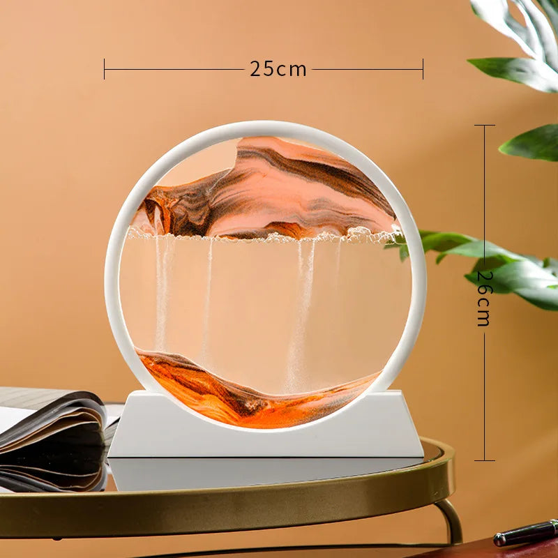 12 Inch 3D Moving Sand Art Picture Round Glass Ocean Sandscape