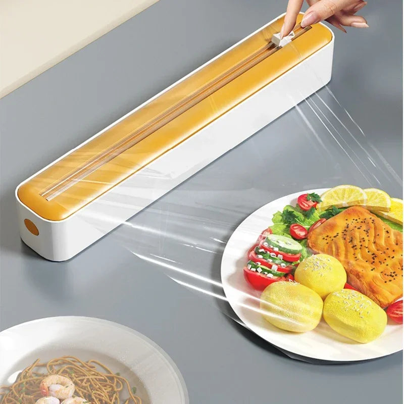 2 in 1 Food Film Dispenser Wrap Dispenser with Cutter Storage Box