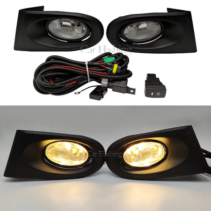 Car Front Bumper Light For Acura RSX 2002 2003 2004 Drive Fog Lamp Harness Kit Fog light cover yellow Lens halogen