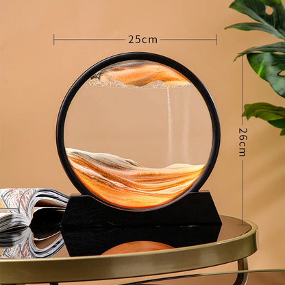 12 Inch 3D Moving Sand Art Picture Round Glass Ocean Sandscape
