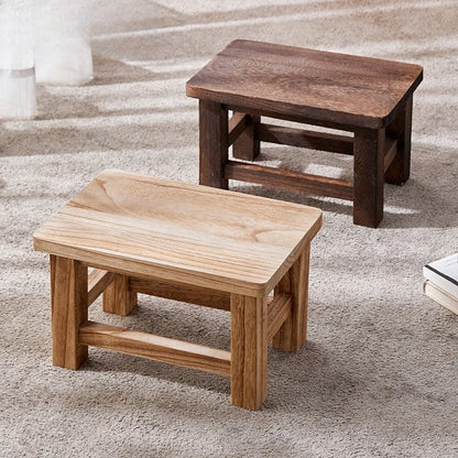 All Solid Wood Small Stool, Retro Shoe Changing Stool, Coffee Table Stool, Paulownia Small Bench
