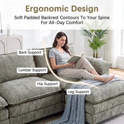 Comfy Chenille, Movable Ottoman, 30" Deep Seat, Washable Cover, Sturdy Frame, High-Density Foam, Easy Assembly, Customized