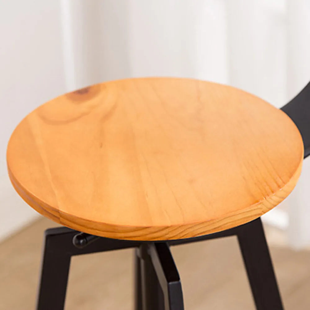 Stylish Adjustable Bar Stool Set 2 Wooden & Iron Stools with Ergonomic Design Rotating Seats for Home Cafe & Kitchen Use