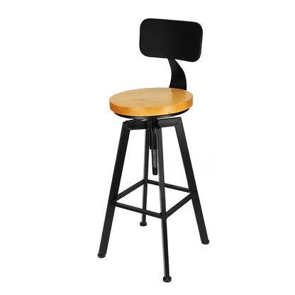 Stylish Adjustable Bar Stool Set 2 Wooden & Iron Stools with Ergonomic Design Rotating Seats for Home Cafe & Kitchen Use
