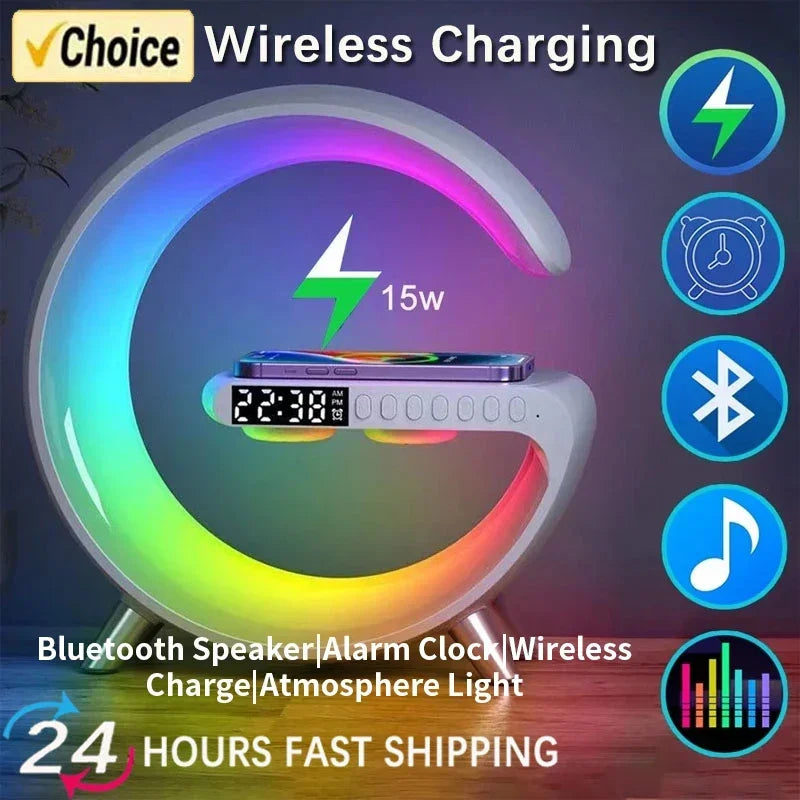 Multifunction RGB Light Bluetooth Speaker Alarm Clock 15W Wireless