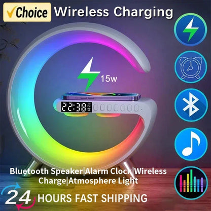 Multifunction RGB Light Bluetooth Speaker Alarm Clock 15W Wireless