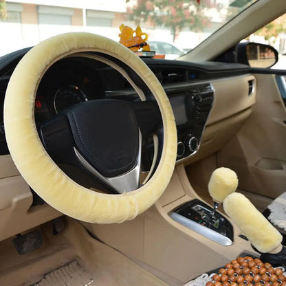 Universal Soft Warm Car Steering Wheel Cover Gearshift Handbrake Cover Plush Thick Protector Car Interior Decoration