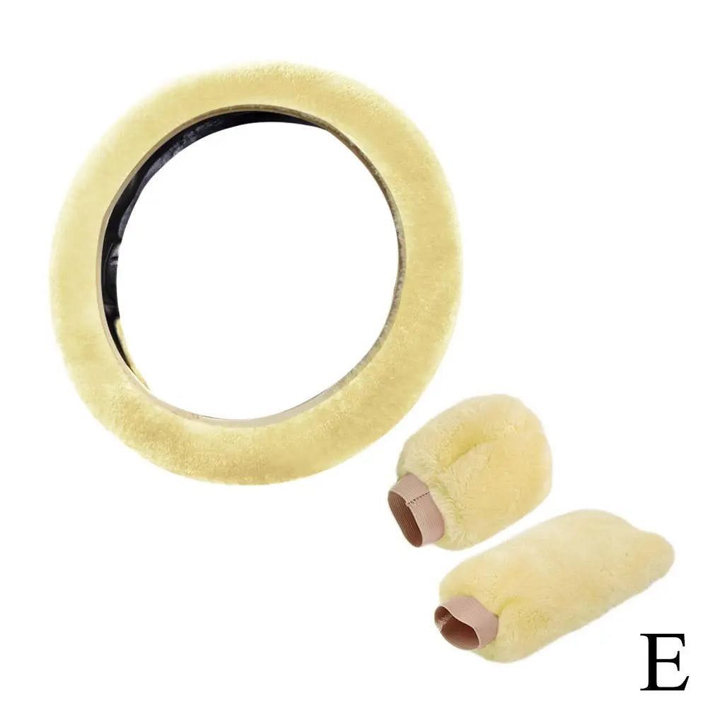 Universal Soft Warm Car Steering Wheel Cover Gearshift Handbrake Cover Plush Thick Protector Car Interior Decoration