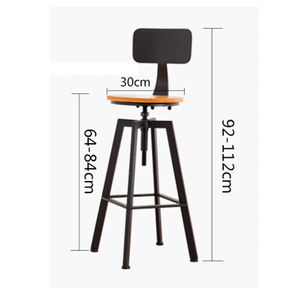 Stylish Adjustable Bar Stool Set 2 Wooden & Iron Stools with Ergonomic Design Rotating Seats for Home Cafe & Kitchen Use