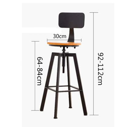 Stylish Adjustable Bar Stool Set 2 Wooden & Iron Stools with Ergonomic Design Rotating Seats for Home Cafe & Kitchen Use