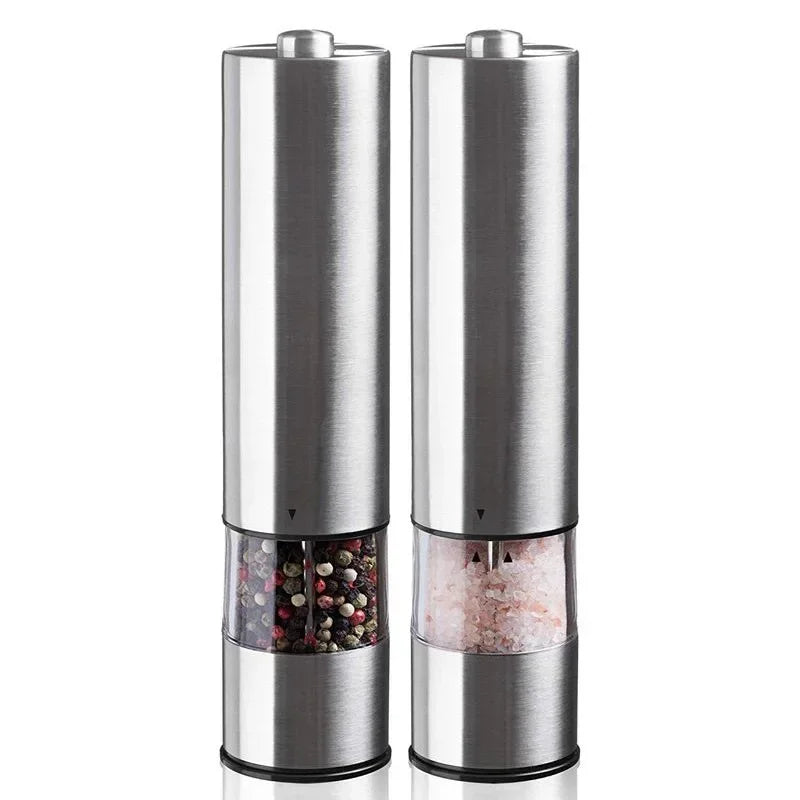 Electric Salt Pepper Grinder Set One Handed Operation Stainless Steel