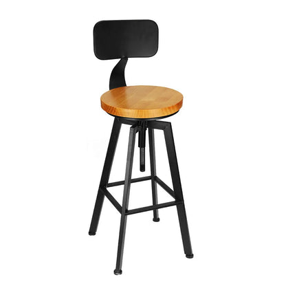 Stylish Adjustable Bar Stool Set 2 Wooden & Iron Stools with Ergonomic Design Rotating Seats for Home Cafe & Kitchen Use