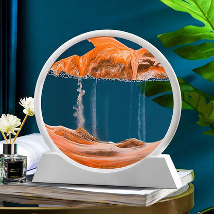 12 Inch 3D Moving Sand Art Picture Round Glass Ocean Sandscape