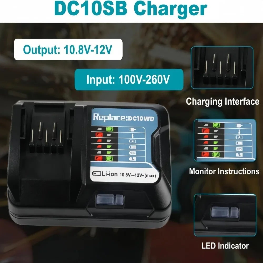 10.8V 12V 6A Rechargeable Replace Li-Ion Battery for Makita CXT 6.0Ah Slide Style BL1040 BL1040B BL1015 BL1020B BL1020 BL1016