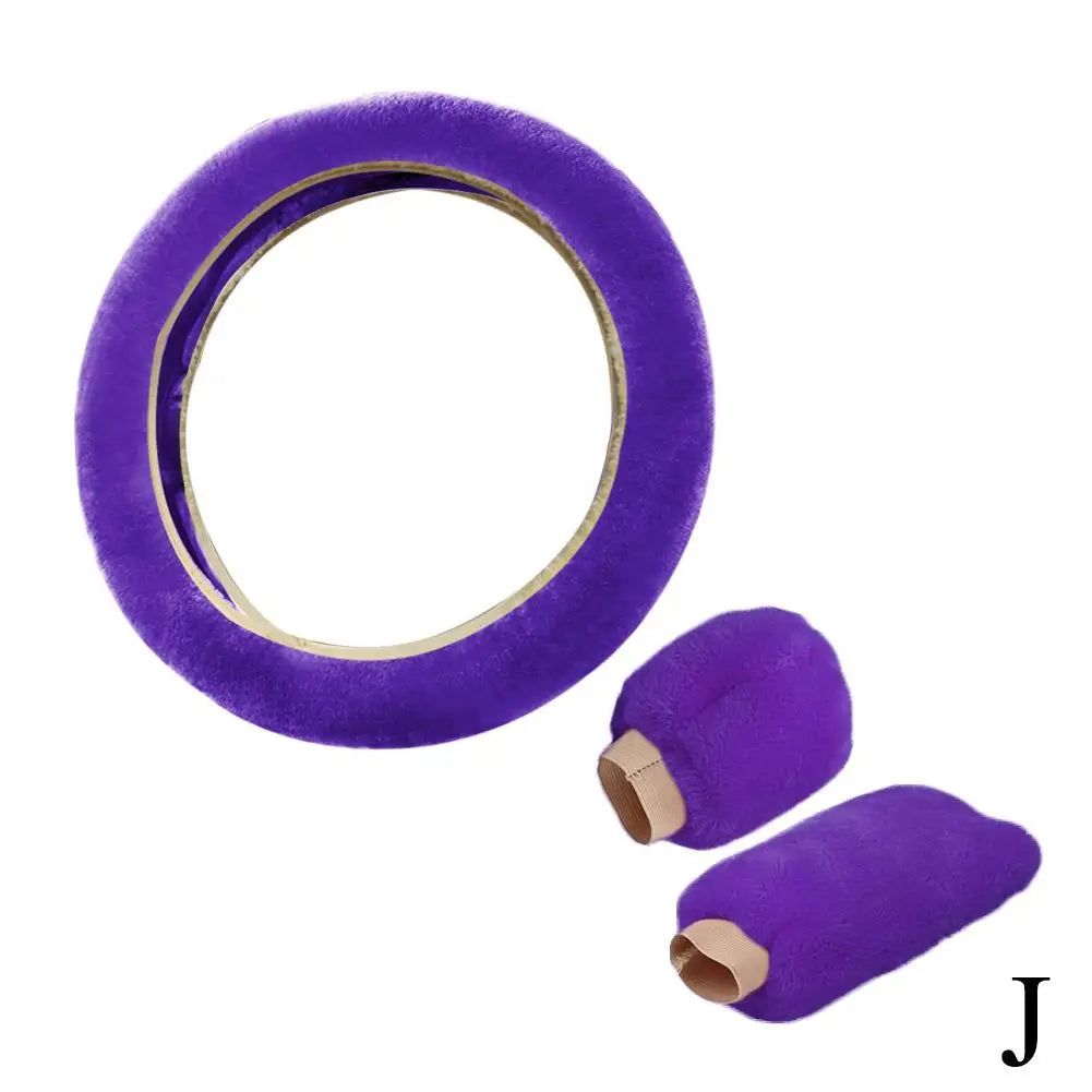 Universal Soft Warm Car Steering Wheel Cover Gearshift Handbrake Cover Plush Thick Protector Car Interior Decoration