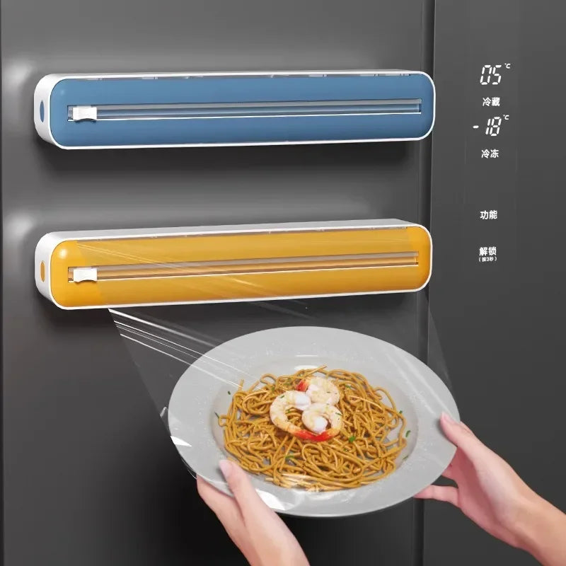 2 in 1 Food Film Dispenser Wrap Dispenser with Cutter Storage Box