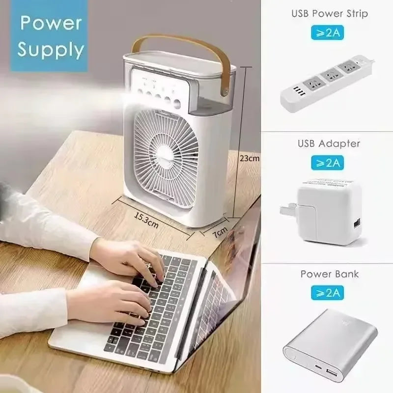 Fan Portable Air Cooler Conditioner Humidifier with 500mL Water