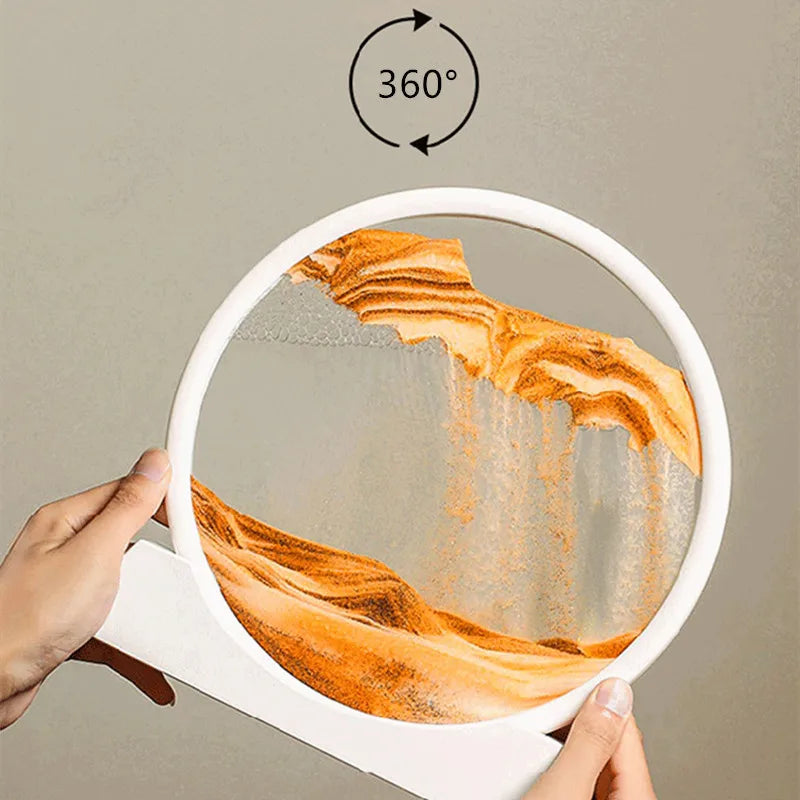 12 Inch 3D Moving Sand Art Picture Round Glass Ocean Sandscape