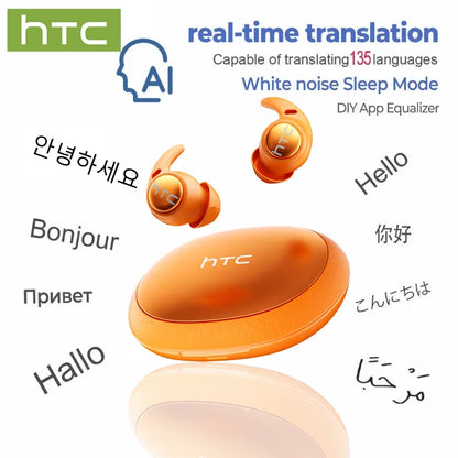 HTC NE76 TWS Wireless Earbuds AI Translator Sleep Mini Invisible ENC Noise Cancelling Bluetooth 5.3 Low Latency Headphones