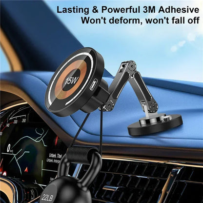 Magnetic Wireless Charger Car Phone Holder 15W Fast Charging Easy Paste Mount Stand For Magsafe iPhone 15 14 13 Pro Max