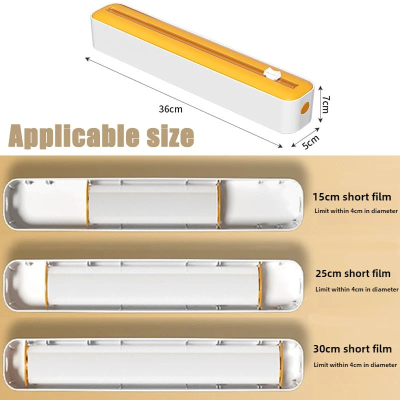 2 in 1 Food Film Dispenser Wrap Dispenser with Cutter Storage Box
