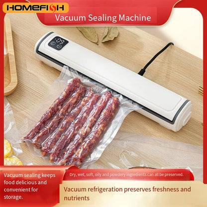 HOMEFISH Portable Vacuum Food Sealer Dry Wet Dual Use Household Food Preservation Machine with Vacuum Bags Kitchen Food Packing