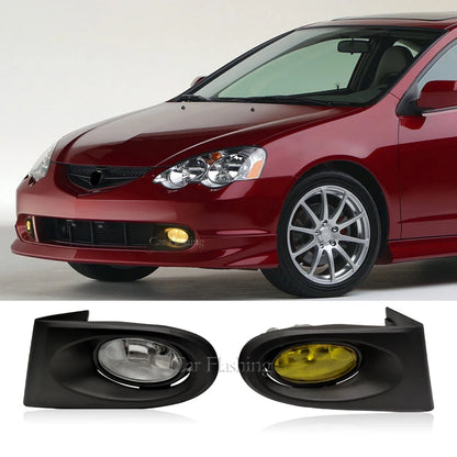 Car Front Bumper Light For Acura RSX 2002 2003 2004 Drive Fog Lamp Harness Kit Fog light cover yellow Lens halogen