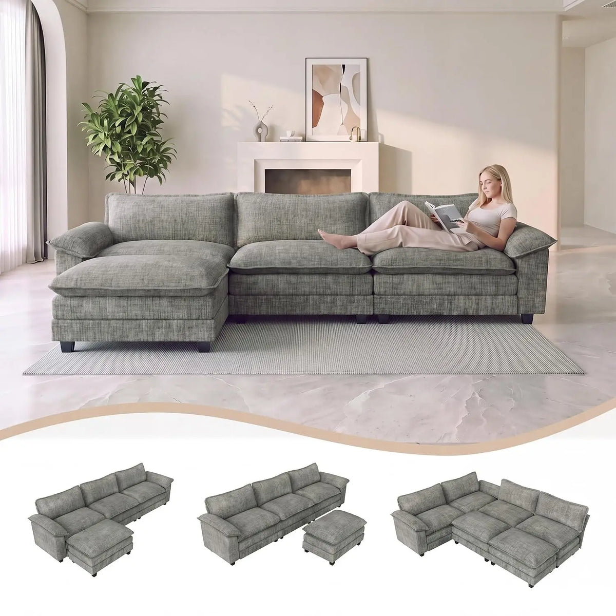 Comfy Chenille, Movable Ottoman, 30" Deep Seat, Washable Cover, Sturdy Frame, High-Density Foam, Easy Assembly, Customized