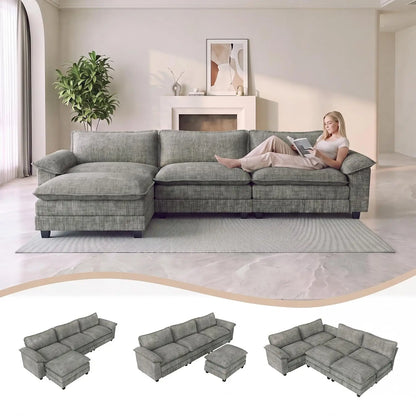 Comfy Chenille, Movable Ottoman, 30" Deep Seat, Washable Cover, Sturdy Frame, High-Density Foam, Easy Assembly, Customized
