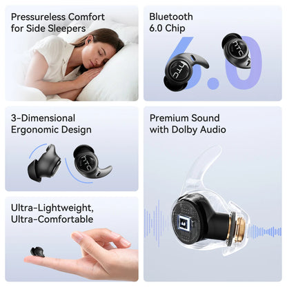 HTC NE76 TWS Wireless Earbuds AI Translator Sleep Mini Invisible ENC Noise Cancelling Bluetooth 5.3 Low Latency Headphones