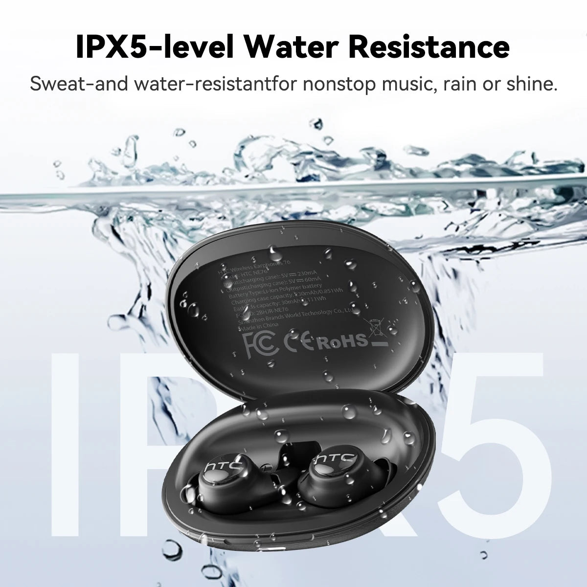 HTC NE76 TWS Wireless Earbuds AI Translator Sleep Mini Invisible ENC Noise Cancelling Bluetooth 5.3 Low Latency Headphones
