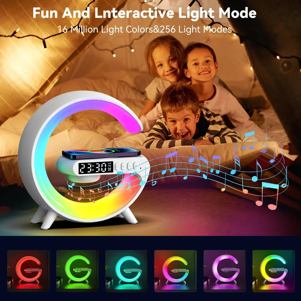 Multifunction RGB Light Bluetooth Speaker Alarm Clock 15W Wireless