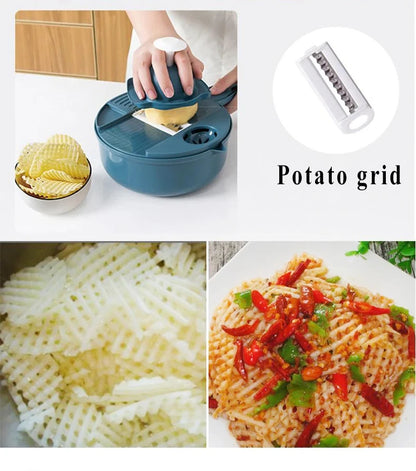 9 in 1 Vegetable Cutter Multi-Functional Potatoes Manually Cut Shred