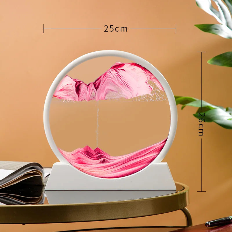 12 Inch 3D Moving Sand Art Picture Round Glass Ocean Sandscape