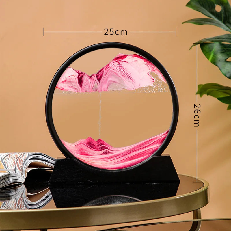 12 Inch 3D Moving Sand Art Picture Round Glass Ocean Sandscape