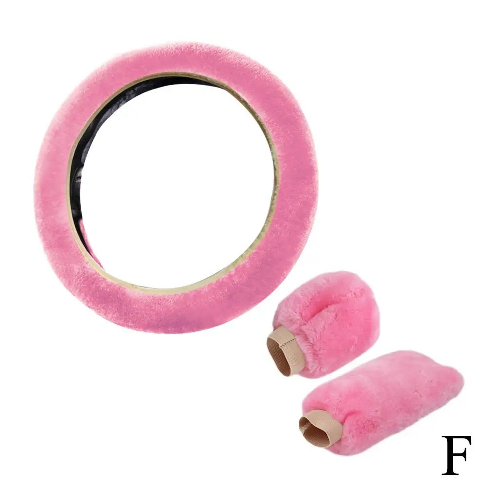 Universal Soft Warm Car Steering Wheel Cover Gearshift Handbrake Cover Plush Thick Protector Car Interior Decoration