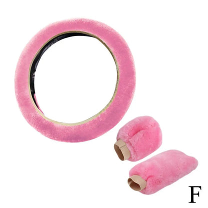 Universal Soft Warm Car Steering Wheel Cover Gearshift Handbrake Cover Plush Thick Protector Car Interior Decoration