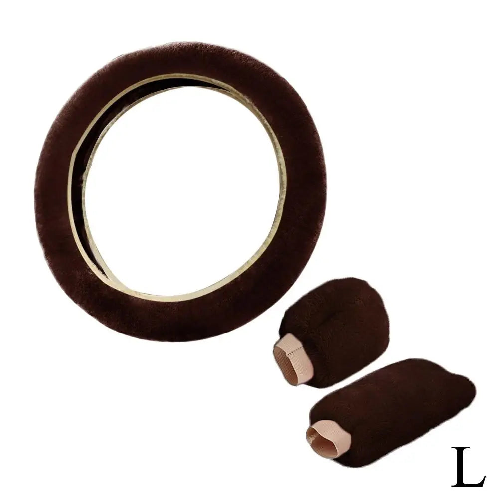 Universal Soft Warm Car Steering Wheel Cover Gearshift Handbrake Cover Plush Thick Protector Car Interior Decoration