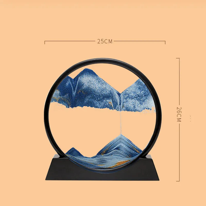 12 Inch 3D Moving Sand Art Picture Round Glass Ocean Sandscape