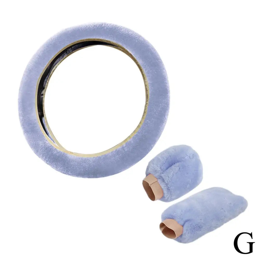 Universal Soft Warm Car Steering Wheel Cover Gearshift Handbrake Cover Plush Thick Protector Car Interior Decoration