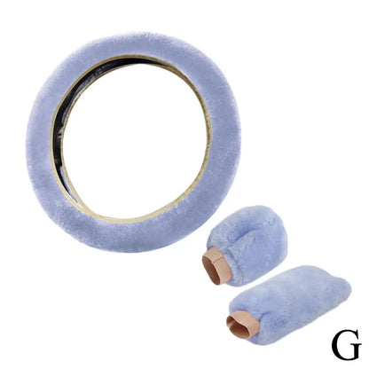 Universal Soft Warm Car Steering Wheel Cover Gearshift Handbrake Cover Plush Thick Protector Car Interior Decoration